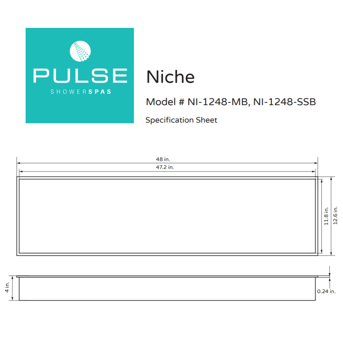 PULSE ShowerSpas Niche – NI-1248 Specification Drawing - Vital Hydrotherapy
