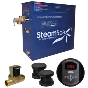 SteamSpa Oasis 10.5 KW QuickStart Acu-Steam Bath Generator Package - 9.5 in. L x 17 in. W x 15 in. H - Stainless Steel - Oil Rubbed Bronze finish - Includes a 10.5kW QuickStart Acu-Steam Bath Generator, Control Panel, Two Steam heads, Pressure Relief Valve, with built-in auto drain - OA1050 - Vital Hydrotherapy