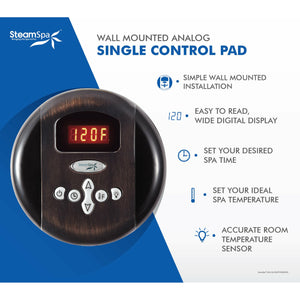 SteamSpa Oasis Control Kit - Control Panel - Oil rubbed bronze finish - Digital readout display and soft touch keypad - Functions - OAPK - Vital Hydrotherapy