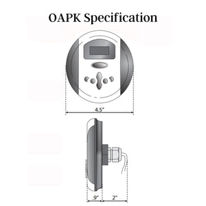 SteamSpa Oasis Control panel Specification drawing - OAPK - Vital Hydrotherapy