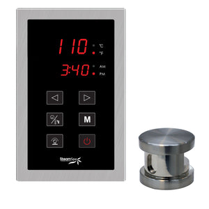 SteamSpa Oasis Touch Panel Control Kit - Single Touch Pad Control Panel and Steam head - Polished Brushed Nickel - Large display screen of temperature and clock - 10 in. L x 10 in. W x 5 in. H - OATPK - Vital Hydrotherapy