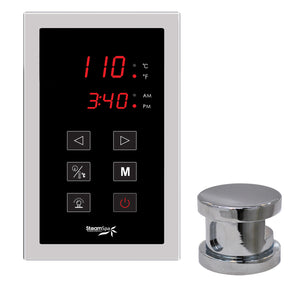 SteamSpa Oasis Touch Panel Control Kit - Single Touch Pad Control Panel and Steam head - Polished chrome - Large display screen of temperature and clock - 10 in. L x 10 in. W x 5 in. H - OATPK - Vital Hydrotherapy