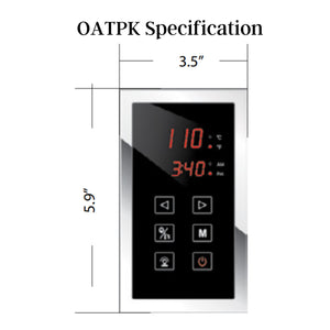 SteamSpa Oasis Touch Panel Control Kit OATPK Specification drawing - Vital Hydrotherapy
