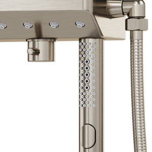 PULSE ShowerSpas Shower System - AquaPower ShowerSpa - 3-function wand hand shower and diverter at the bottom of Aqua Power - Brushed Nickel - 1054 - Vital Hydrotherapy