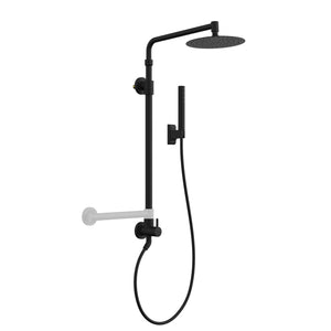 PULSE ShowerSpas Shower System - Atlantis Shower System - All brass body and fixtures - 10-inch rain showerhead along with the 5 PULSE Power Nozzles, hand shower holds by the hand shower holder and Brass diverter - Matte black - 1059 - Vital Hydrotherapy