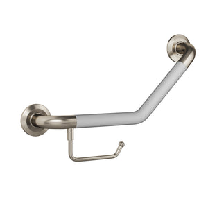 PULSE Ergo Angle Bar - Made of 304 Stainless Steel - with a decorative angled design - Safety bar in Brushed Nickel finish - with Ergonomic soft grip and Toilet Paper Holder - 4007 - Vital Hydrotherapy