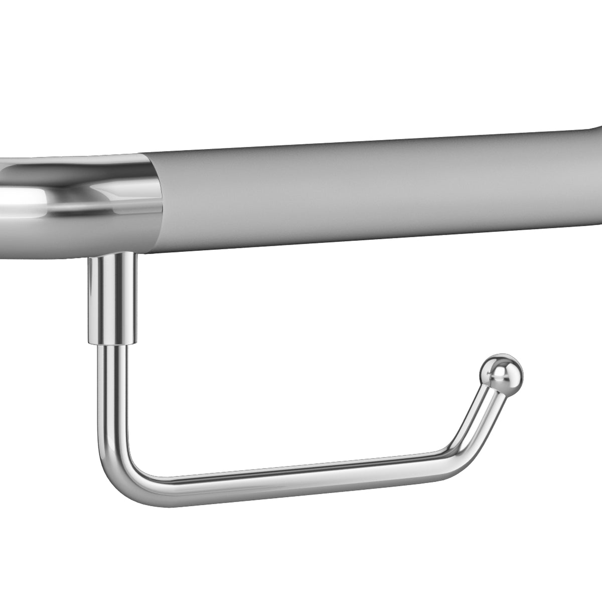 PULSE Ergo Angle Bar - Made of 304 Stainless Steel - with a decorative angled design - Safety bar in brushed stainless finish - with Ergonomic soft grip and Toilet Paper Holder - 4007 - Vital Hydrotherapy