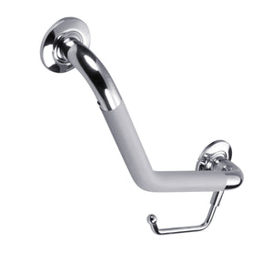 PULSE Ergo Angle Bar - Made of 304 Stainless Steel - with a decorative angled design - Safety bar in Polished Chrome finish - with Ergonomic soft grip and Toilet Paper Holder - 4007 - Vital Hydrotherapy