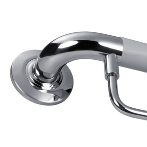 PULSE Ergo Angle Bar - Made of 304 Stainless Steel - with a decorative angled design - Safety bar in Polished Chrome finish - with cover - closeup view - 4007 - Vital Hydrotherapy