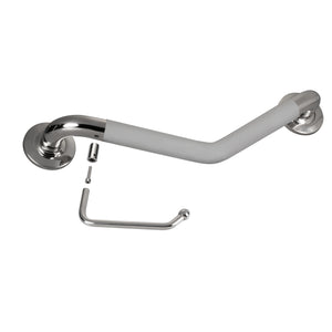 PULSE Ergo Angle Bar - Made of 304 Stainless Steel - with a decorative angled design - Safety bar in Polished Chrome finish - with Ergonomic soft grip and Toilet Paper Holder components - 4007 - Vital Hydrotherapy