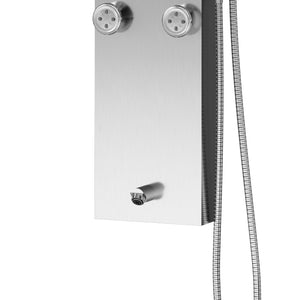 PULSE ShowerSpas Stainless Steel Shower Panel - Monterey ShowerSpa - stainless steel hose, Single-function Silk Spray Jets and Brass tub spout - Brushed Nickel - 1042 - Vital Hydrotherapy