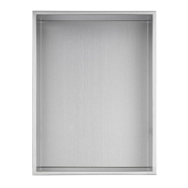 PULSE ShowerSpas Niche – 304 Stainless Steel - 10mm thin, sleek rectangular border - Stainless Steel Brushed - Dimensions: 19.6 × 15.4 × 6.3 in - NI-1216 - Vital Hydrotherapy