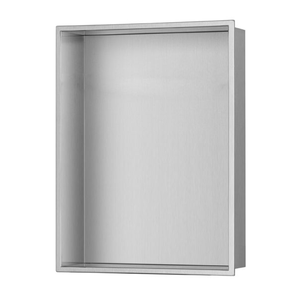 PULSE ShowerSpas Niche – 304 Stainless Steel - 10mm thin, sleek rectangular border - Stainless Steel Brushed - Dimensions: 19.6 × 15.4 × 6.3 in - NI-1216 - Vital Hydrotherapy