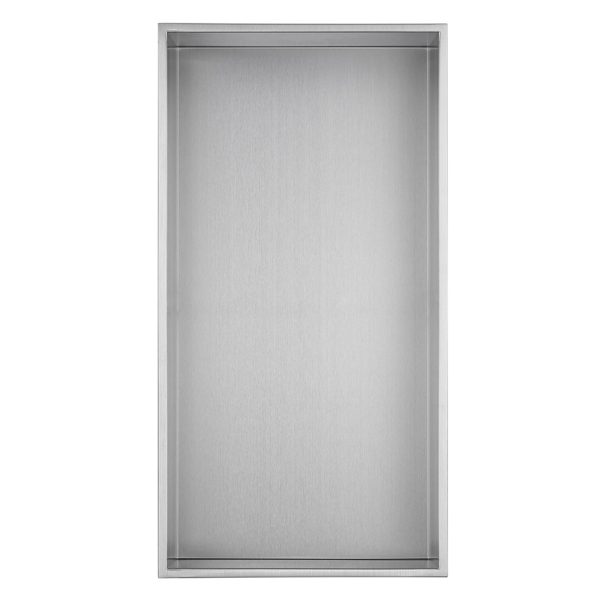 PULSE ShowerSpas Niche – 304 Stainless Steel - 10mm thin, sleek rectangular border - Stainless Steel Brushed - Dimensions: 27 × 15.4 × 6.3 in - NI-1224 - Vital Hydrotherapy