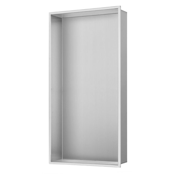 PULSE ShowerSpas Niche – 304 Stainless Steel - 10mm thin, sleek rectangular border - Stainless Steel Brushed - Dimensions: 27 × 15.4 × 6.3 in - NI-1224 - Vital Hydrotherapy