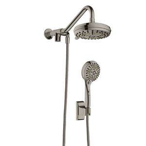PULSE ShowerSpas Chrome Shower System - Oasis Shower System - 5-function showerhead with soft tips, 6-function hand shower and Water-saving trickle control - Brushed Nickel - 1053 - Vital Hydrotherapy