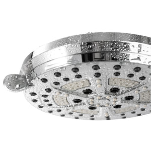 PULSE ShowerSpas Chrome Shower System - Oasis Shower System - 5-function showerhead with soft tips - Polished Chrome - In use - closeup view - 1053 - Vital Hydrotherapy