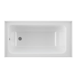 PULSE ShowerSpas 32" Wide White 100% High Gloss Acrylic Alcove Tub - Fiberglass middle layer - with drain and overflow drain - 20"H x 60"W x 32"D - Left Configuration - Top view - PT-2001-32 - Vital Hydrotherapy