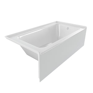 PULSE ShowerSpas 30" Wide White 100% High Gloss Acrylic Alcove Tub - Fiberglass middle layer - 20"H x 60"W x 30"D - Right Configuration - Isometric view - PT-2001-30 - Vital Hydrotherapy