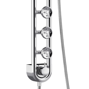 PULSE ShowerSpas Chrome Shower System - Saturn Shower System - 3 PULSE PowerSpray™ body jets and Brass diverter located at the bottom of the system - 1058 - Vital Hydrotherapy