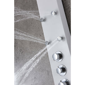 Anzzi Directional Acu-stream Body Jets, Three Shower Control Knobs in White Deco-glass Body SP-AZ8088 - Vital Hydrotherapy