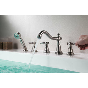 Anzzi Patriarch 2-Handle Deck-Mount Roman Tub Faucet with Handheld Sprayer FR-AZ091 - Lifestyle - Vital Hydrotherapy