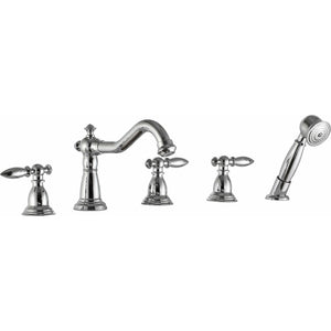 Anzzi Patriarch 2-Handle Deck-mount Roman Tub Faucet With Handheld Sprayer - Brushed Nickel Finish - Dual Handle Bathtub Faucet - Extendable Handheld Sprayer - FR-AZ091 - Vital Hydrotherapy