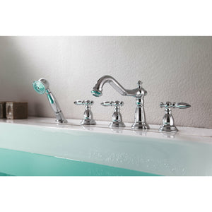 Anzzi Patriarch 2-Handle Deck-mount Roman Tub Faucet With Handheld Sprayer - Polished Chrome Finish - Dual Handle Bathtub Faucet - Extendable Handheld Sprayer - FR-AZ091 - Lifestyle - Vital Hydrotherapy