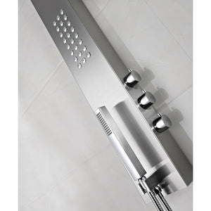 Anzzi Pier 48 Inch Full Body Shower Panel with Three Shower Control Knob, Acu-stream Vector Massage Body Jet and Euro-grip Hand Sprayer in Brushed Steel SP-AZ076 - Vital Hydrotherapy