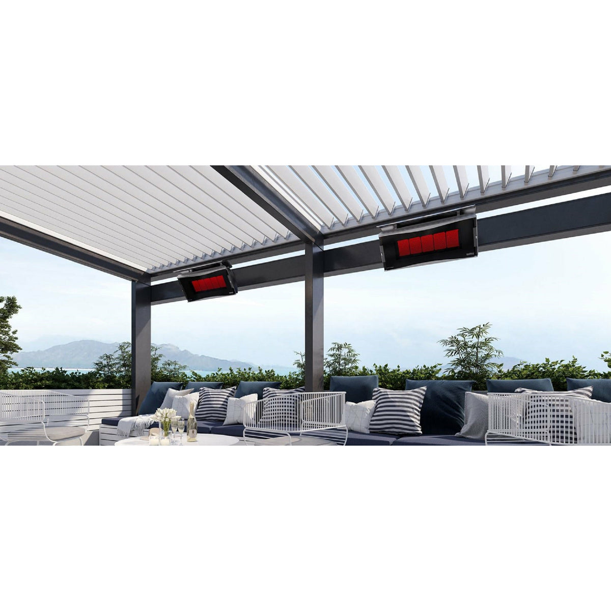 Platinum 500 Smart-Heat Liquid Propane Gas Heater Tinted Glass-Ceramic Screen i-beam mounted set outdoor