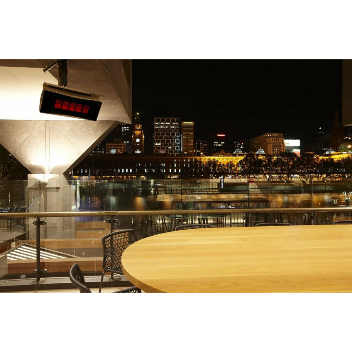 Platinum 500 Smart-Heat Liquid Propane Gas Heater Tinted Glass-Ceramic Screen ceiling mounted set outdoor