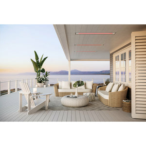 2300W Platinum Smart-Heat Electric Marine Heater in White Premium 316 grade stainless-steel translucent ceramic glass screen mounted in a ceiling of a marine cruise ship
