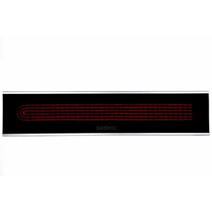2300W Platinum Smart-Heat Electric Heater in Black Stainless Steel Tinted Glass-Ceramic Screen Slim-line Design in white background