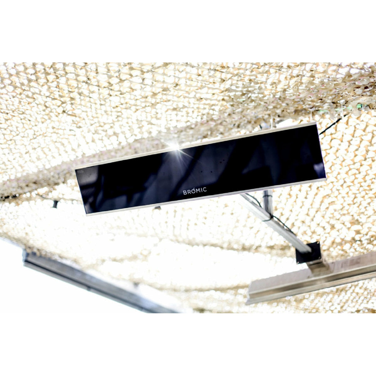 2300W Platinum Smart-Heat Electric Heater in Black Stainless Steel Tinted Glass-Ceramic Screen Slim-line Design mounted in a wall