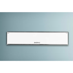 2300W Platinum Smart-Heat Electric Heater in White Stainless Steel Tinted Glass-Ceramic Screen Slim-line Design in plain background