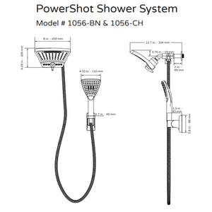 PULSE ShowerSpas Shower System - PowerShot Shower System 1056 Specification Drawing - Vital Hydrotherapy