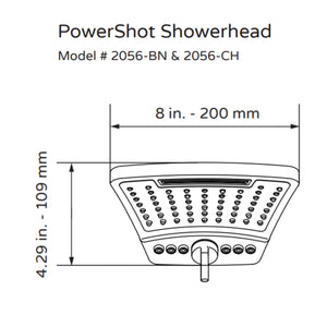 PULSE ShowerSpas Showerhead - PowerShot Showerhead 2056 Specification Drawing - Vital Hydrotherapy