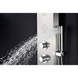 Anzzi Two Shower Control Knobs, Acu-stream Vector Massage Body Jet Sets and One Euro-grip Free Range Hand Sprayer in Brushed Steel SP-AZ040 - Vital Hydrotherapy