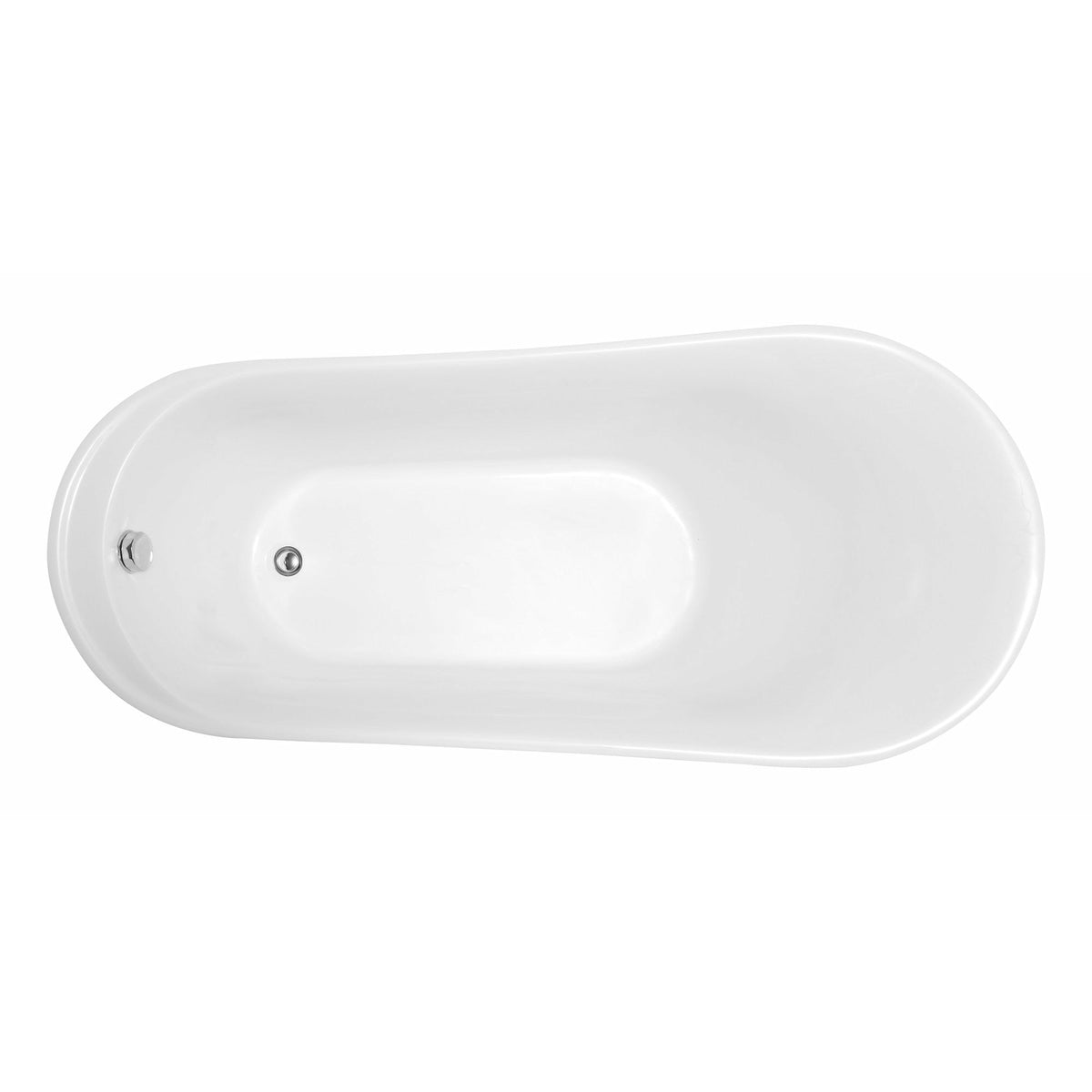 Anzzi Prima 67 in. Acrylic Flatbottom Non-Whirlpool Bathtub in Marine Grade Acrylic High Gloss White - Built-in Chrome Overflow and Push Operated Reversible Drain - FT-AZ095 - Top View - Vital Hydrotherapy