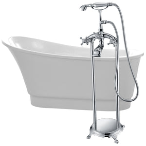 Anzzi Prima 67 in. Acrylic Flatbottom Non-Whirlpool Bathtub in Glossy White with Tugela Faucet and Hand Shower in Polished Chrome FTAZ095 - Vital Hydrotherapy
