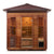 Enlighten Sauna Dry traditional SunRise Outdoor Canadian Red Cedar Wood Outside And Inside Peak Roofed with glass door and windows five person sauna front view