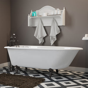 Cambridge Plumbing 60" X 30" Rolled Rim Cast-Iron Clawfoot Tub (Porcelain enamel interior and white paint exterior) RR61-DH - ball and claw feet (Oil Rubbed Bronze) - Lifestyle - Vital Hydrotherapy