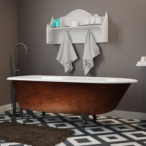 Cambridge Plumbing 61" X 30" Faux Copper Bronze Finish on Exterior Cast Iron Clawfoot Bathtub ( Hand Painted Faux Copper Bronze Finish) with Oil Rubbed Bronze Feet and No Faucet Drillings RR61-NH-ORB-CB - Vital Hydrotherapy