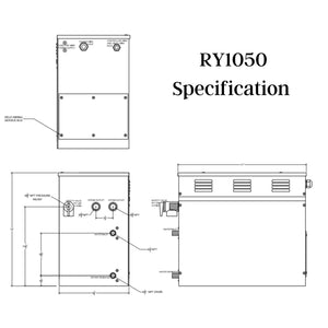 SteamSpa Royal 10.5 KW QuickStart Acu-Steam Bath Generator Specification Drawing RY1050 - Vital Hydrotherapy