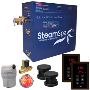 SteamSpa Royal 7.5 KW QuickStart Acu-Steam Bath Generator Package - 16 in. L x 6.5 in. W x 14.5 in. H - Stainless Steel - Polished Oil Rubbed Bronze Finish - 7.5kW QuickStart Acu-Steam Bath Generator, Dual Touch Pad Control Panel, Steam head, Chroma Therapy Light, Filter, Pressure Relief Valve - RYT750 - Vital Hydrotherapy
