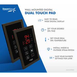 SteamSpa Wall Mounted Digital Dual Touch Pad in Polished Oil Rubbed Bronze Finish RYT750 - Vital Hydrotherapy
