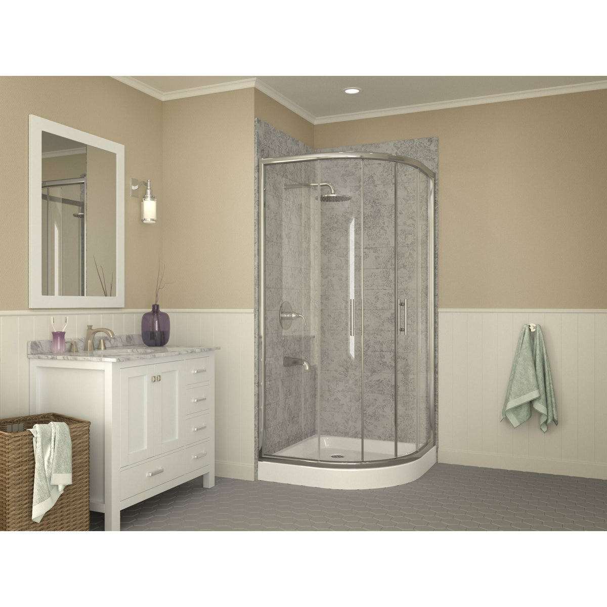 Anzzi Randi 36 x 36  in. Neo-Round Double Threshold Shower Base in White SB-AZ01RO - Vital Hydrotherapy