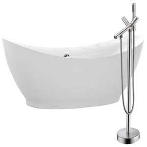Anzzi Reginald 68 in. Acrylic Soaking Bathtub in Glossy White Finish with Havasu Faucet (Brushed Nickel) FTAZ091 - Vital Hydrotherapy