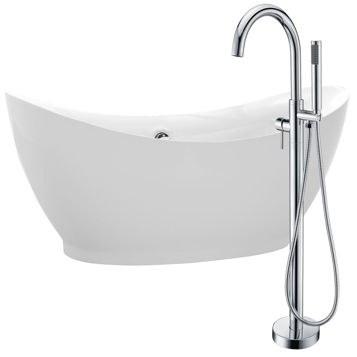 Anzzi Reginald 68 in. Acrylic Soaking Bathtub in Glossy White Finish with Kros Faucet (Polished Chrome) FTAZ091 - Vital Hydrotherapy