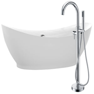 Anzzi Reginald 68 in. Acrylic Soaking Bathtub in Glossy White Finish with Kros Faucet (Polished Chrome) FTAZ091 - Vital Hydrotherapy